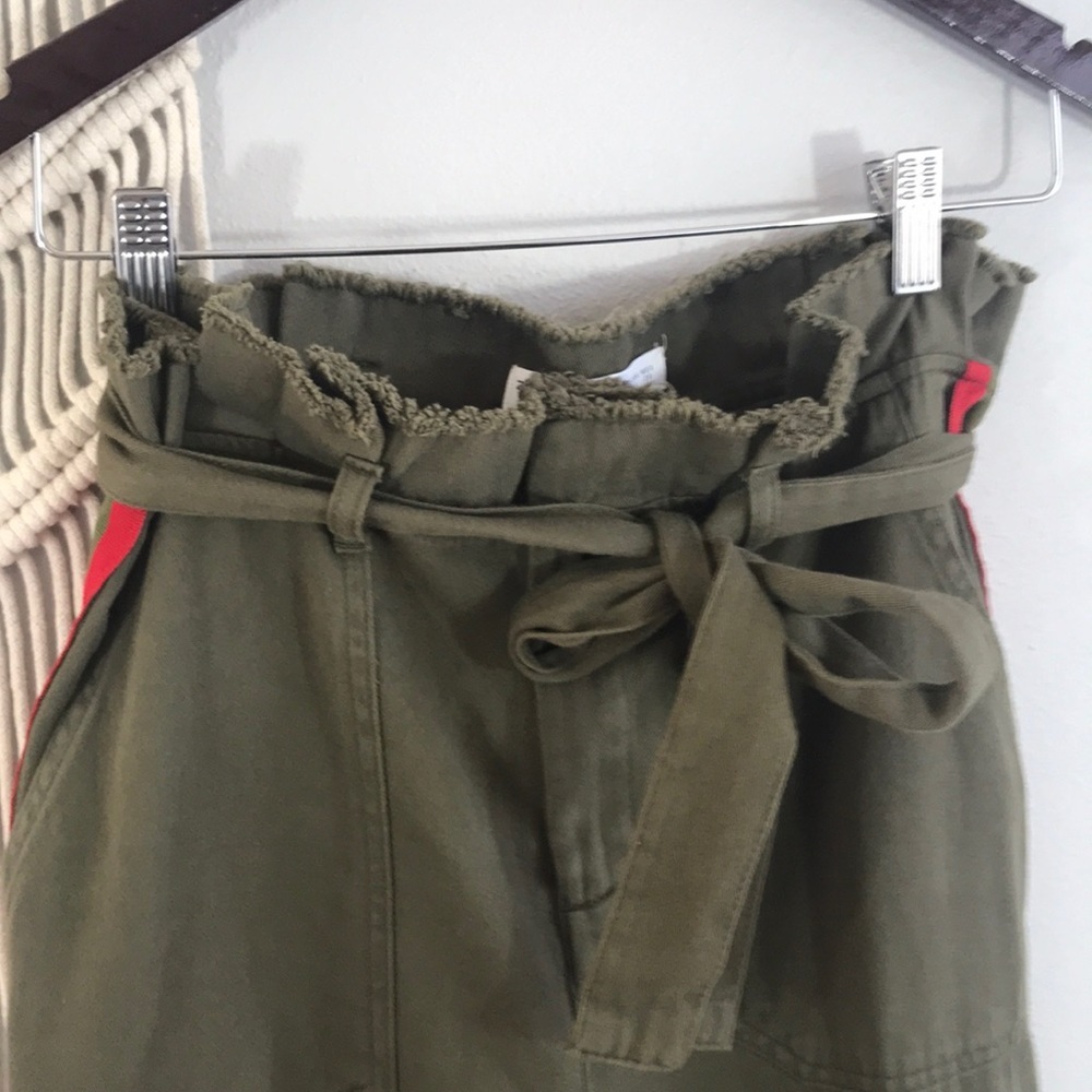 ZARA BASIC GREEN PANTS RED STRIPED SMALL - Picture 4 of 8